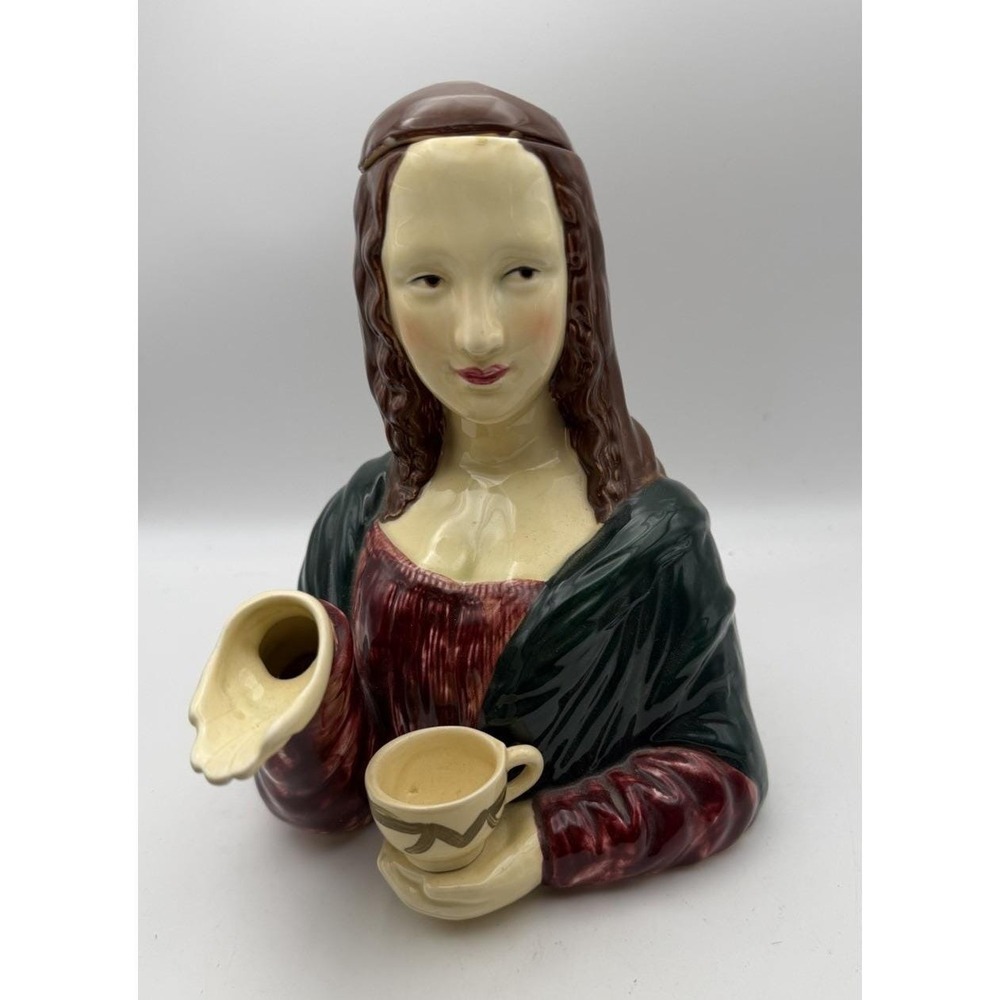 Vintage Mona‎ Lisa Teapot Figural Ceramic Pelzman Designs 1992 Art 8"